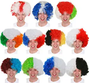 

SUPPORTERS AFRO WIG BLACK RED YELLOW GERMAN FLAG EURO FOOTBALL SUPPORTER FANCY DRESS WORLD CUP CLUB COSTUME PROP