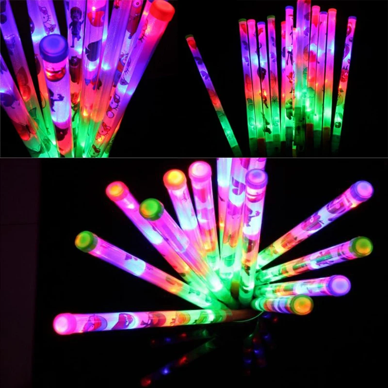 Colorful LED Light Up Glow Stick Wands Rally Rave Cheer Batons Party