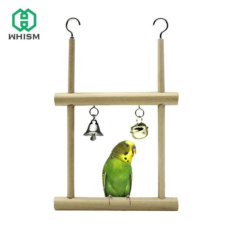 

WHISM Birds Toy Wooden Climbing Ladders Swing Scratcher Birds Stand Perch Hanging Bell Bird Cage Hamsters Circular Parrot Toys