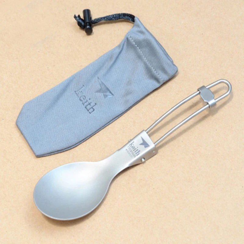 

Titanium Spoon Kitchen Tableware Spoon Foldable Portable Camping Spoon Only 18g Camping Cutlery Ti5302