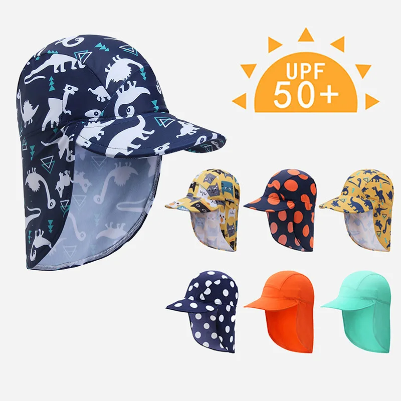 

Summer Sun Cap 3-10Years Breathable Ear Protection Foldable Dry Quick Hat Waterproof Kids Boy Girls Outdoor Sun Hat Cap Hot Sale