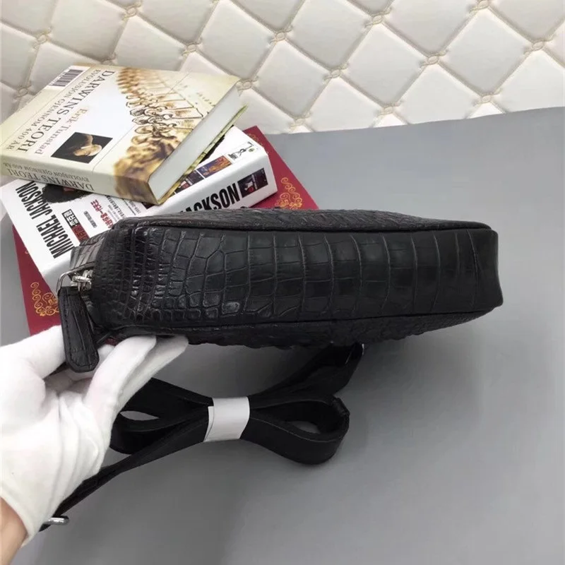 Подлинная настоящая кожа аллигатора, Мужская маленькая Повседневная сумка на пояс, экзотическая натуральная крокодиловая кожа, Мужская нагрудная сумка, сумка через плечо