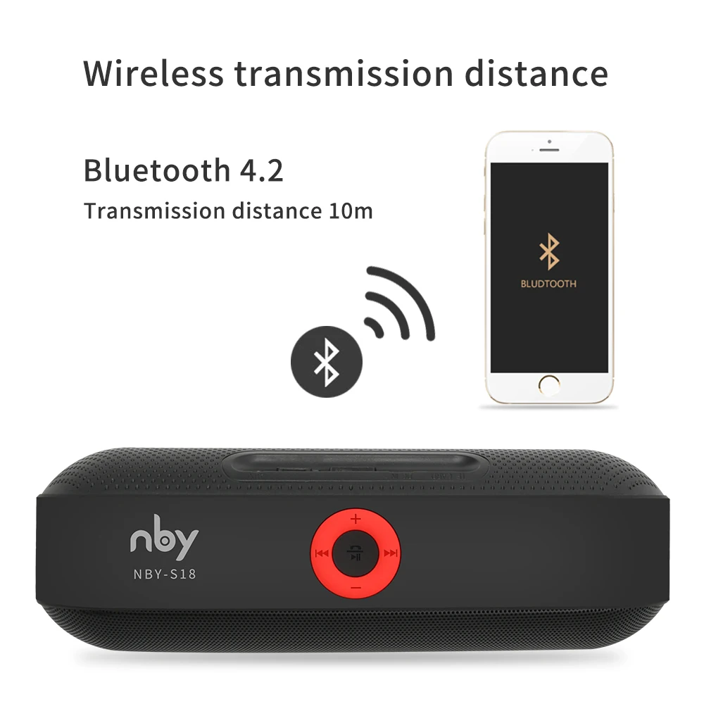 Переносная Bluetooth колонка NBY S18 громкоговоритель с двойным драйвером 12 часов