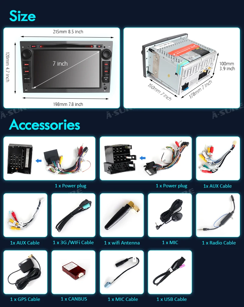 Perfect A-Sure 2 Din Android 8.1 Car Auto Radio GPS DVD Navigation For Vauxhall Opel Astra H G J Vectra Antara Zafira Corsa DAB 4G WIFI 31