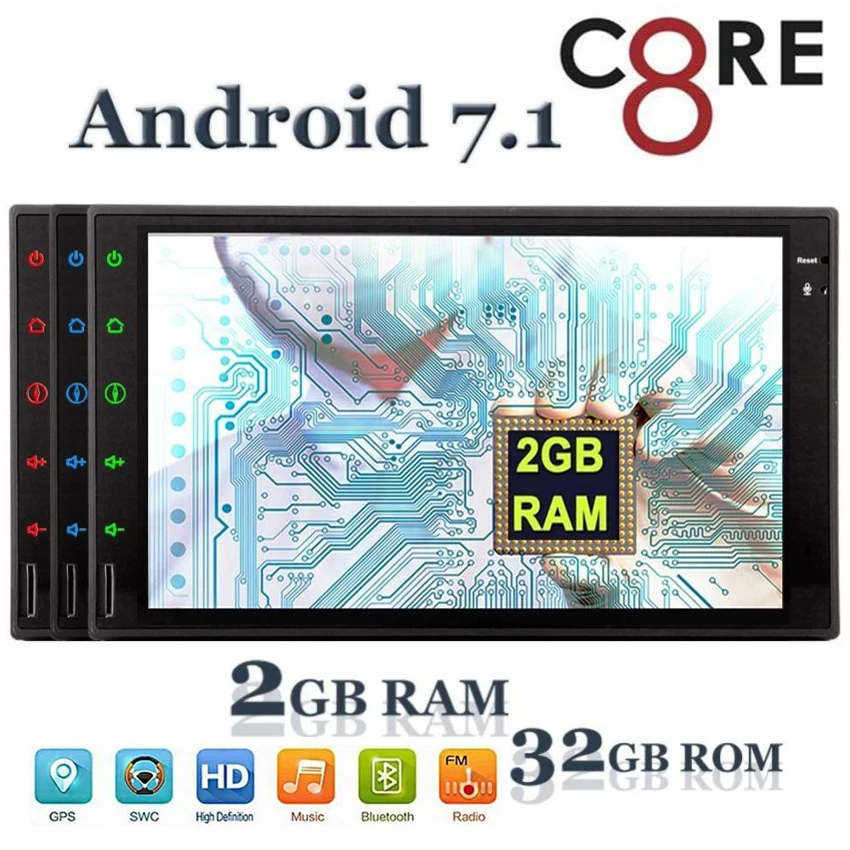 

7'' Android 6.0 Car Stereo Touch Screen Audio Radio 2 Din Headunit GPS Navigation Bluetooth Autoradio Support USB/SD/1080P/WiFi