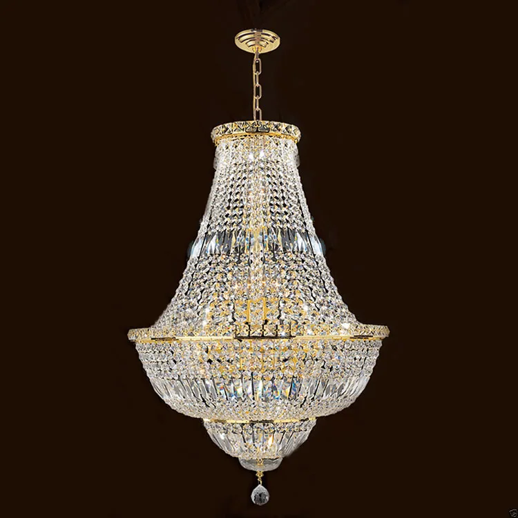 French Empire Gold Finish Crystal Chandelier Light Lighting Chrome