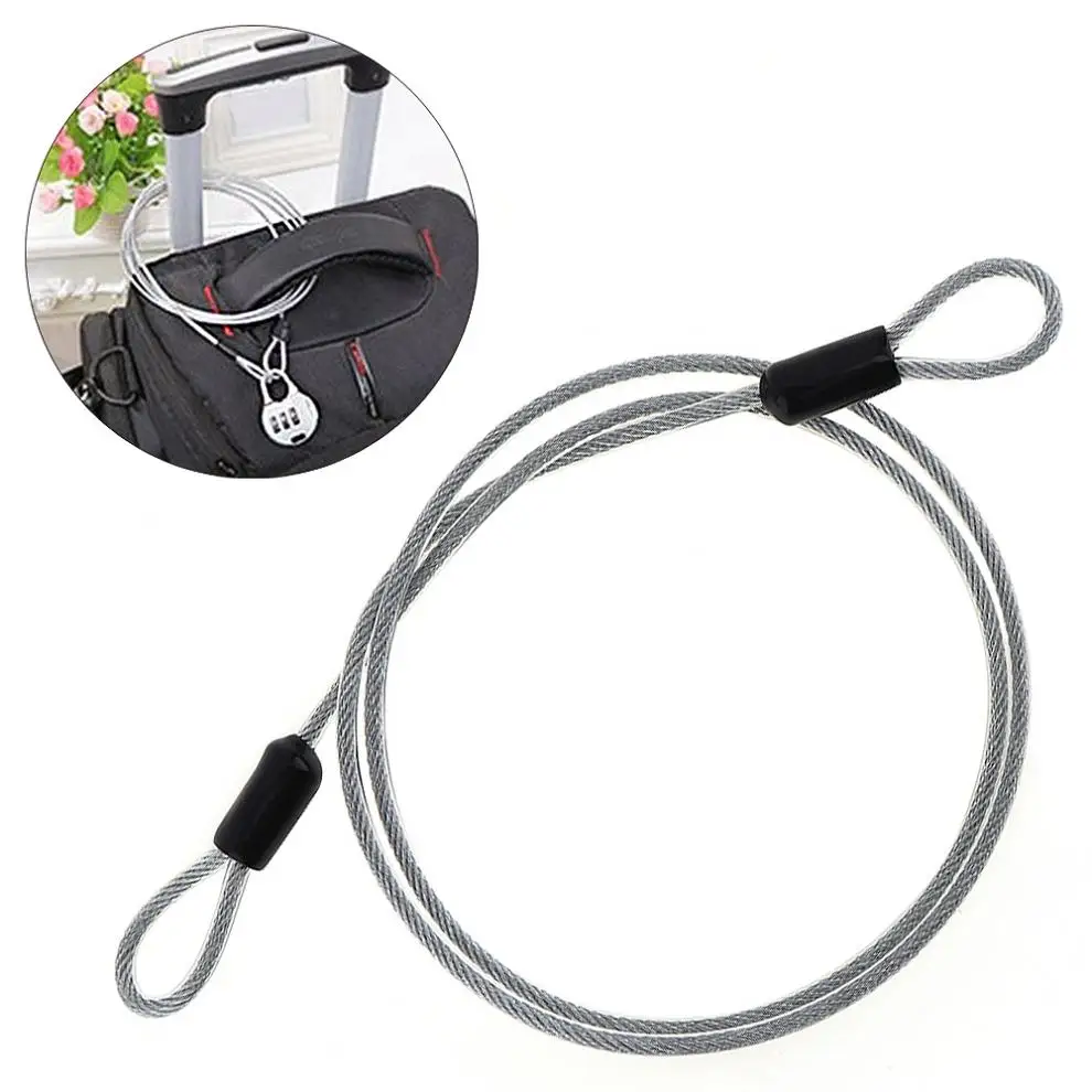 Silver Color 100cm Stainless Steel Bike Lock Wire Rope Line and High