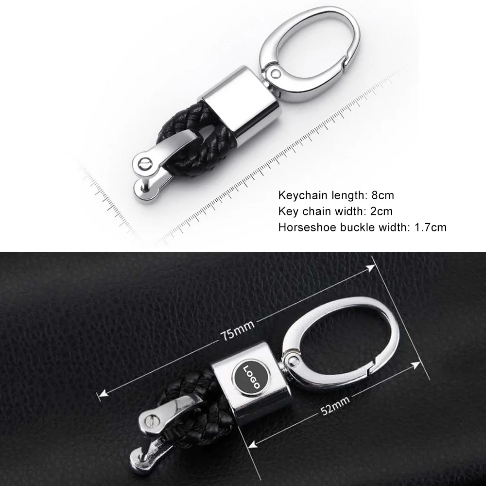 

Fashion Metal + Leather Car Keychain Car Key Ring with 3D Logo Tuning Car Universal Car Keys Ring