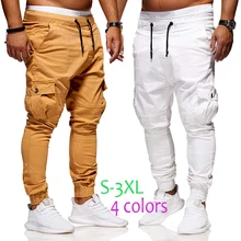 2019 Newest Men's Slim Fit Straight Leg Trousers Casual Pencil Jogger Long Cargo Pants Drop Shipping Supplier