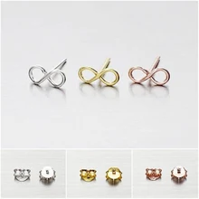 Серьги из розового золота, изысканные украшения, бесконечные серьги-гвоздики для женщин, подарок подружки невесты, сплав, 8 форм, геометрические серьги