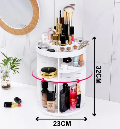 360 Вращающийся органайзер для косметики Make Up Table Cosmetic Box - Цвет: B