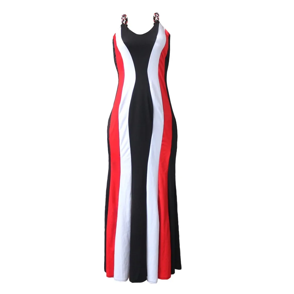 

(3sizes:L XL XXL)2019 new fashion knit gallus backless sexy dress dashiki famous brand multicolor long dresses for lady/ women