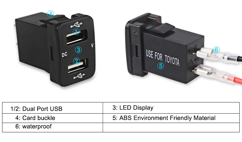 Urbanroad Dc 12 В USB розетка зарядное устройство измеритель напряжения вольтметр прикуриватель 2 порта адаптер питания интерфейс зарядное устройство для Toyota
