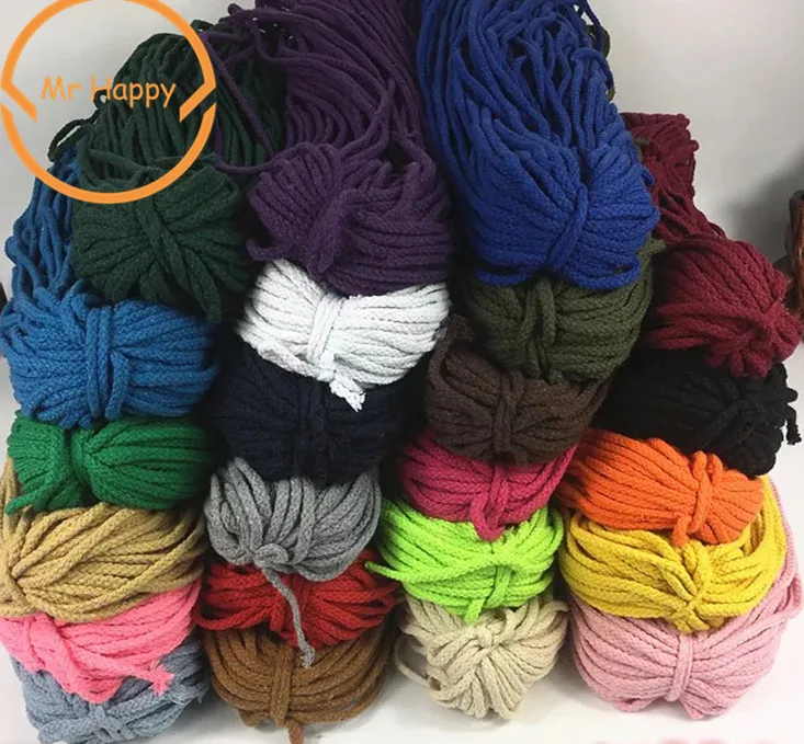 

5mm*100yards(90meters) Colorful White Black 100%Cotton Cord Twisted Cord Rope For Handmade Decoration