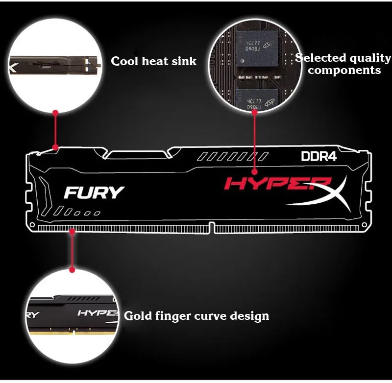 Kingston Hyperx Fury 1 шт Оперативная память DDR4 8 GB 3200 MHz черный для настольного компьютера игровой карты памяти DIMM дропшиппинг высокая Скорость Оперативная память S