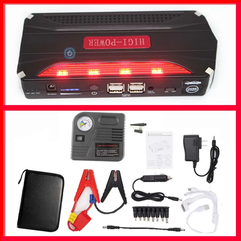  mini Car Jump Starter with pump Safety Portable 4 USB battery Charge Auto emergency power bank auto