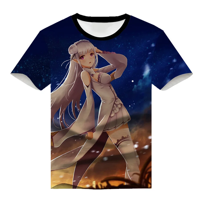 Re Zero kara Hajimeru Isekai Seikatsu футболка Аниме Мужчины и женщины RE: ZERO-start Life в другом мире футболка - Цвет: 7