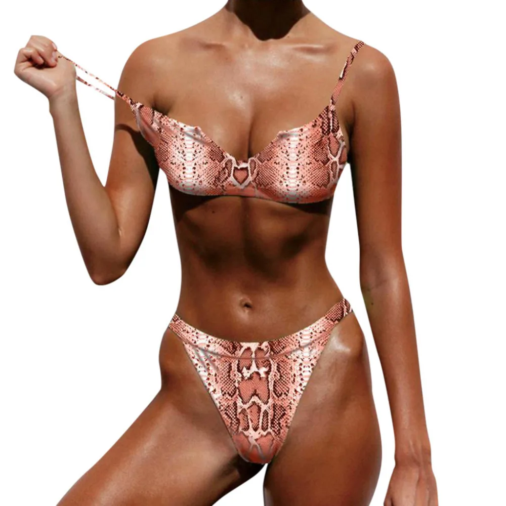 2019 Woman Sexy Leopard Bikini Swimsuit Set Beach Sport Brazilian Bikini Set women swimsuit push up swimwear mujer brasile 40M29 (2)