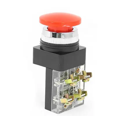 

3.3cm Dia Red Mushroom Head 1NC 1NO 4-Terminal Push Botton Switch 6A AC 250V
