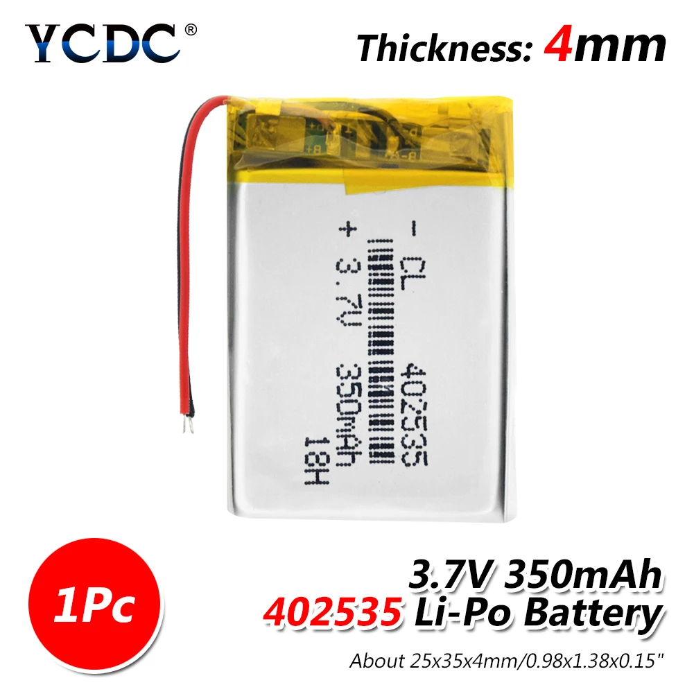 1/2/4x перезаряжаемые 3,7 V 350mAh литий-полимерные батареи 402535 Li-Po аккумулятор с модулем Pcb 3,7 вольт 35x25x4 мм литий-ионный аккумулятор - Цвет: 1 piece