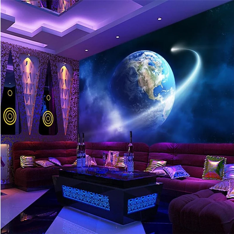 Beibehang dreamy glow star universe 3 d настенные фото фрески спальня обои ТВ в гостиной 3 d papel де parede