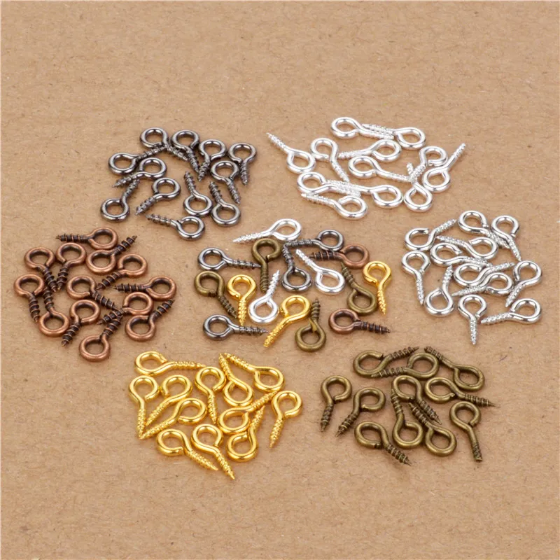 200pcs Small Tiny Mini Eye Pins Eyepins Hooks Eyelets Screw Threaded