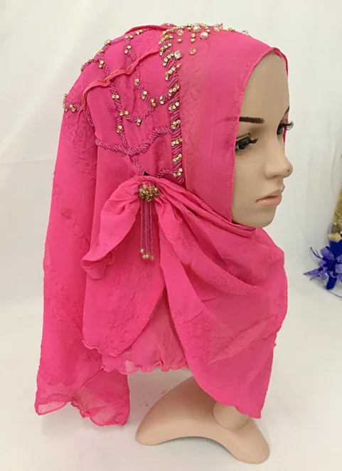 Ручной работы бисером шарф хиджаб секретный мусульманский удобный мгновенный шарф хиджаб