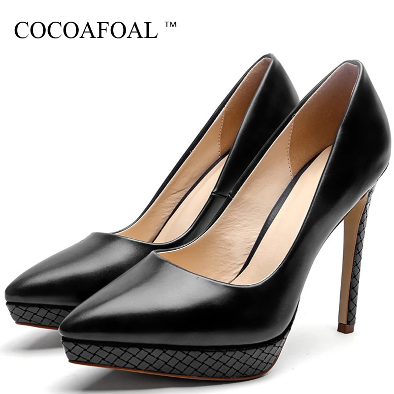 

COCOAFOAL Sexy Woman High Heels Shoes Women's Bridal Shoes Plus Size 33 43 Apricot Black Brown Wedding Party Pumps Stiletto 2018
