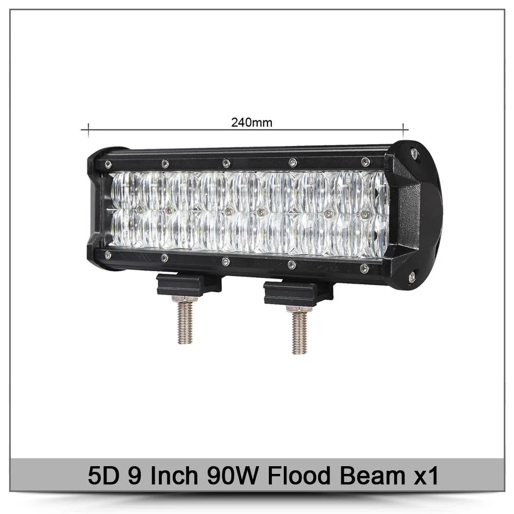 " 7" " 12" 1" 17 дюймов 5D внедорожный светодиодный светильник для 4x4 4WD грузовиков UAZ ATV Лодка точечные прожекторы 12 в 24 В Suv Focos рабочий светильник - Цвет: 9Inch 90W Flood x1