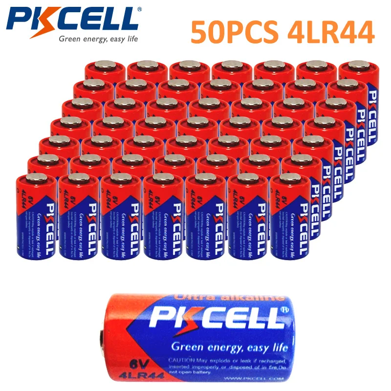50 X батарейки PKCELL 6 V батареи 4LR44 L1325 A544 щелочная батарея Bateria Baterias | Электроника