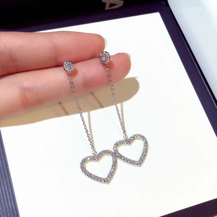 TYME 2019 cubic zirconia heart long earrings drop earrings wedding earrings pendientes oorbellen hangers crystal earrings brinco TYME 2019 cubic zirconia heart long earrings drop earrings wedding earrings pendientes oorbellen hangers crystal earrings brinco