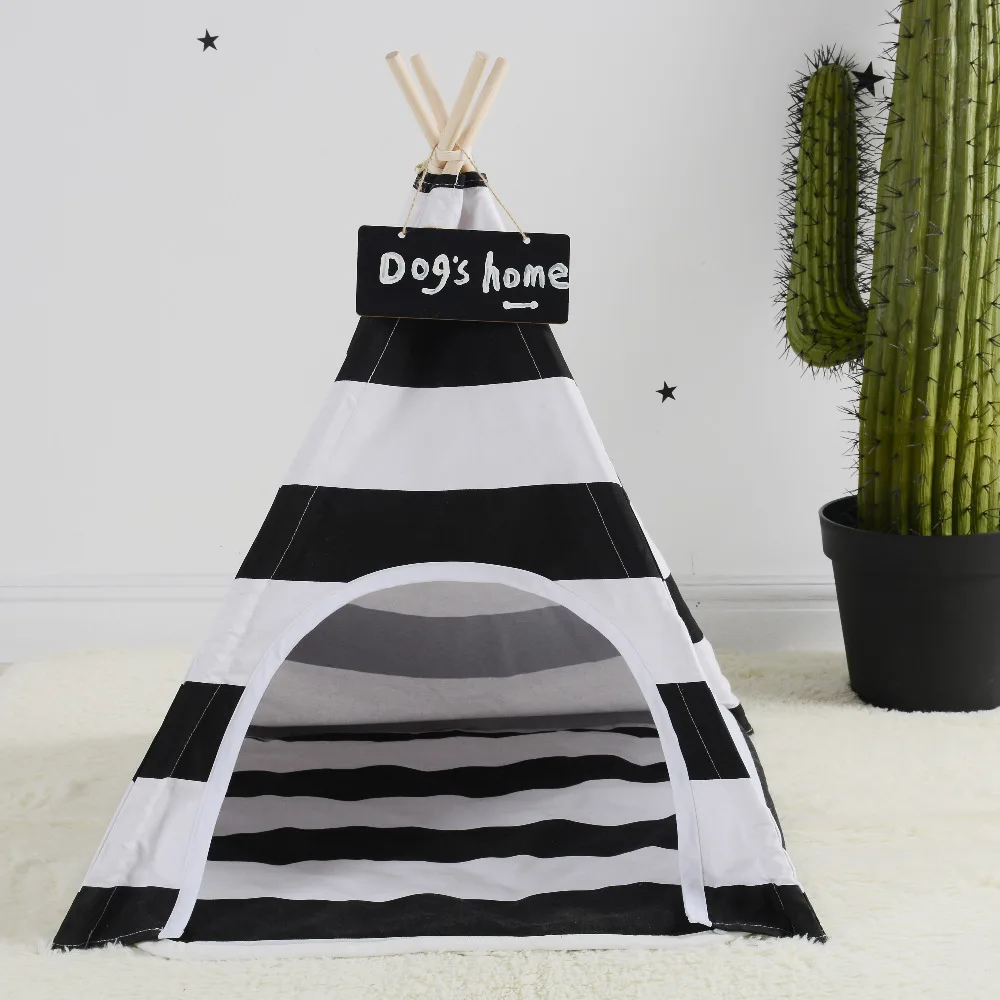 

LoveTree Pet Teepee Tent Dogs Cats Bed Room Black and White stripe Tent