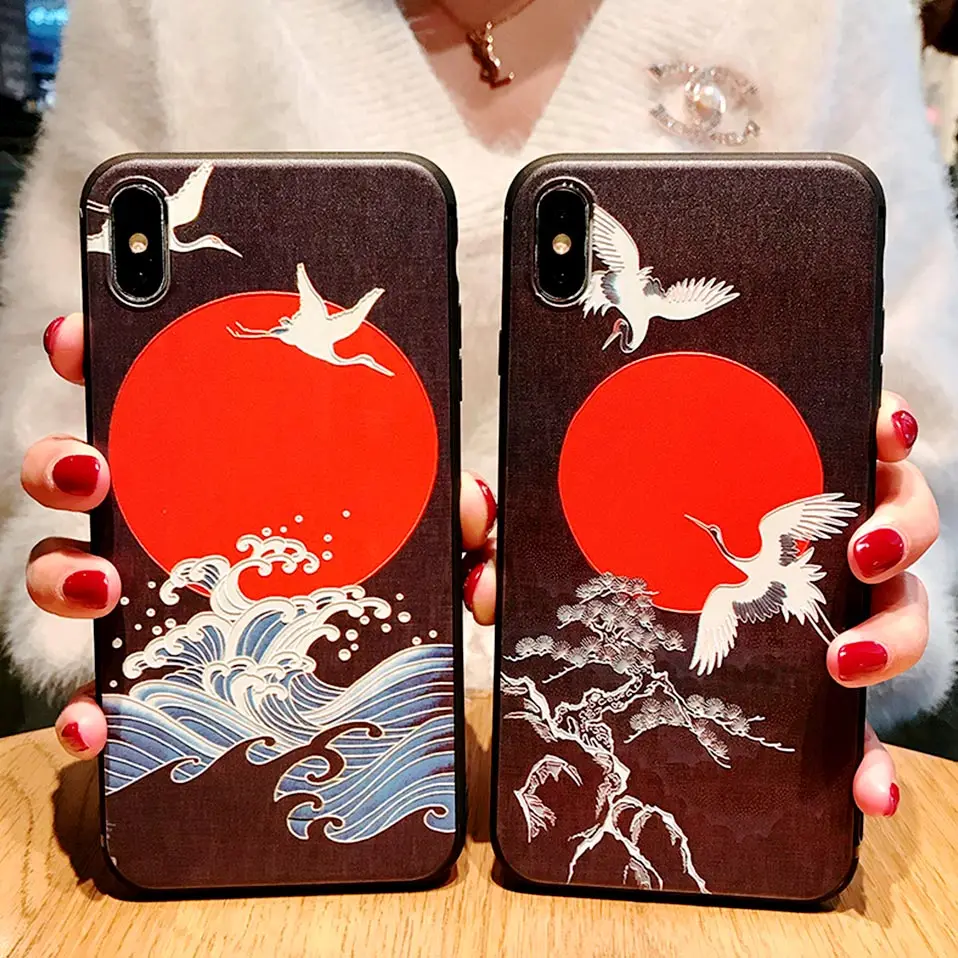Чехол для телефона в китайском стиле с изображением заката iPhone XS XR XSMax Egret чехол 7 8