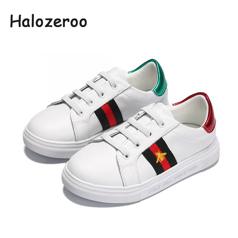 

New Children Genuine Leather Bee Sneakers Kid Warm Casual Shoes Baby Girl Fashion Sport Sneakers Toddler Boy White Shoes Trainer