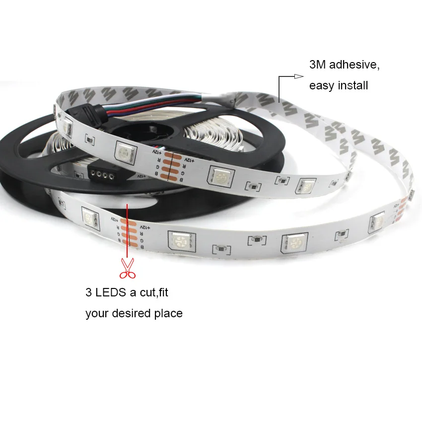 IKVVT RGB LED Strip Light Kit SMD 5050 30leds/m 60leds/m 12V LED Light Tape Lamp 44 Keys IR Remote Controller+12V Power Adapter IKVVT RGB LED Strip Light Kit SMD 5050 30leds/m 60leds/m 12V LED Light Tape Lamp 44 Keys IR Remote Controller+12V Power Adapter