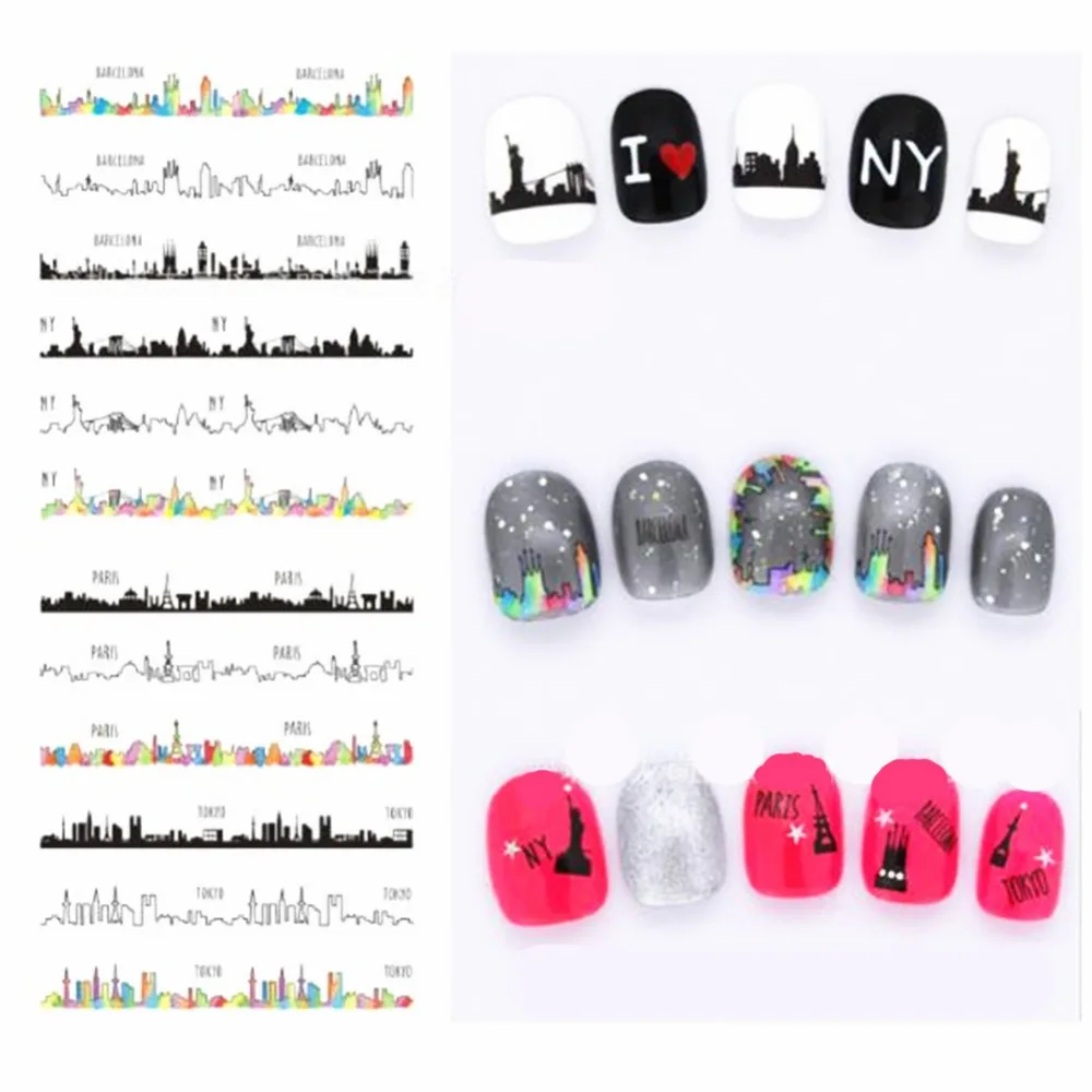 

1 Sheet City Nail Art Stickers Water Decals Transfer Stickers Manicure Marble Nail Design Sticker