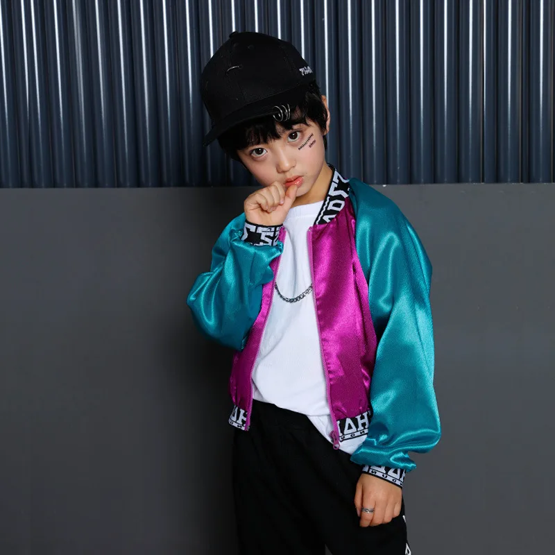 Kids Hip Hop Clothing Clothes Dance Costume for Girls Color Block Jacket Crop Tank Tops Jogger Pants Ballroom Dancing Streetwear