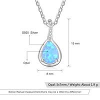 925 Sterling Silver Water Drop Blue Opal Necklaces for Women Geometirc Necklaces & Pendants Jewelry Gift  (JewelOra NE103210) - Image 2