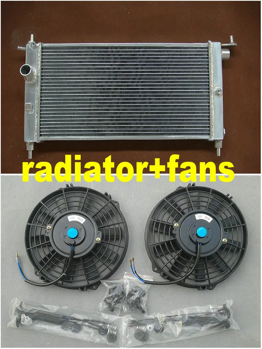 Aluminum radiator+two fans for Opel Vauxhall Corsa GSi Turbo C20XE