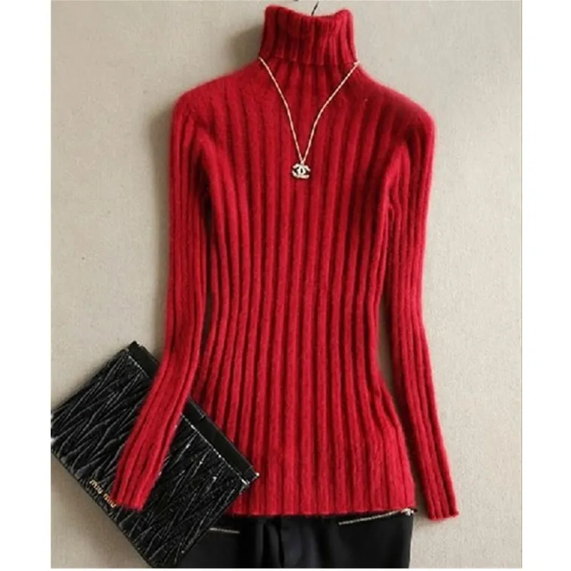 

Women's marten velvet mink sweater turtleneck short slim medium-long design basic knitted thermal cashmere sweater female winter