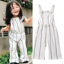 Милые детские комбинезоны для девочек; боди без рукавов в полоску для маленьких девочек; комбинезон; широкие штаны; брюки; одежда