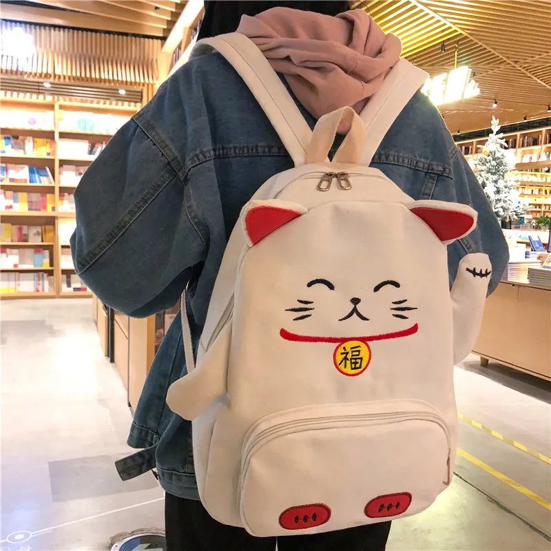 

Lovely Cartoon Animals Big Backpacks Student Casual Cloth Canvas plutus cat Fortune Cats / Pink Pigs Shoulder School Bags gld2