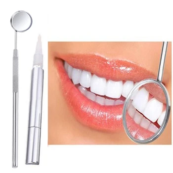 

2Pc Stainless Steel Dental Mirror Teeth Whitening Pen Bleaching Teeth Detal Mouth Mirror Kit Dental Oral Teeth Hygiene Care