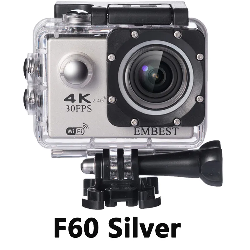 EMBEST F60/F60R Экшн-камера Ultra HD 4K WiFi 1080 P/60fps 2,0 lcd 170D Водонепроницаемая экшн-видеокамера на шлем с дистанционным управлением - Цвет: F60 Silver