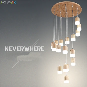 

Nordic Led Restaurant Round Wood Pendant Lights Creative Cafe Acrylic Shape Solid Lamps Dining Room Living Room Decor Fixtures