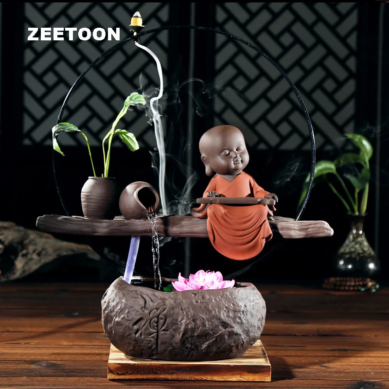 Милый маленький монах в стиле Zen водяной фонтан увлажнитель воздуха распылитель