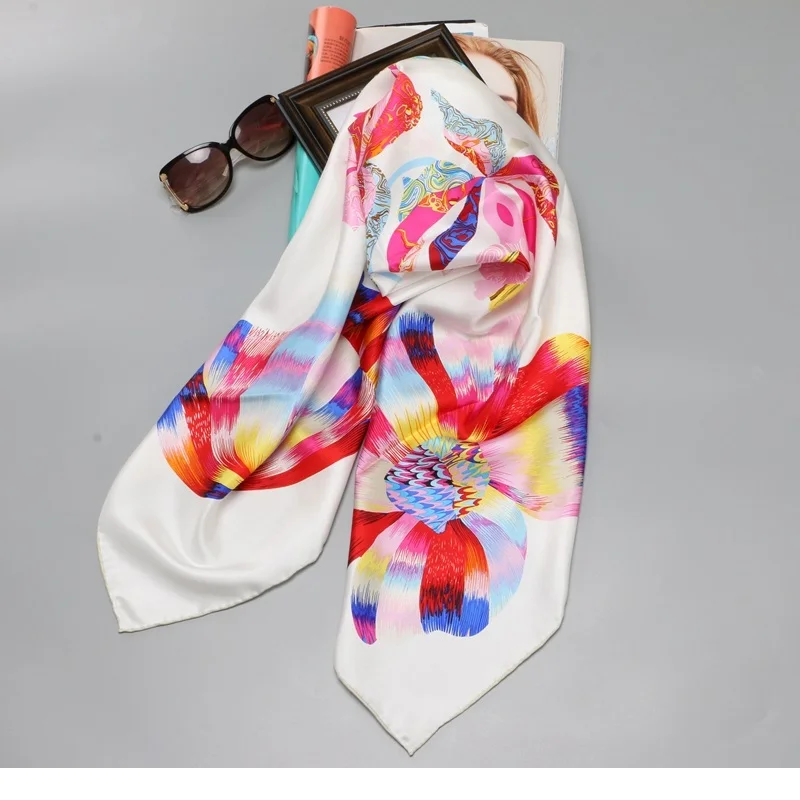 Apr новые принты большой квадратный шелковый шарф платок женский шелковые платки из саржевого шелка 90 ручной скругленные края