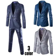 Весна Осень Роскошные мужские тонкие мужские, мужские костюмы с брюками, Двухсекционный пиджак+ брюки, высококачественные свадебные костюмы