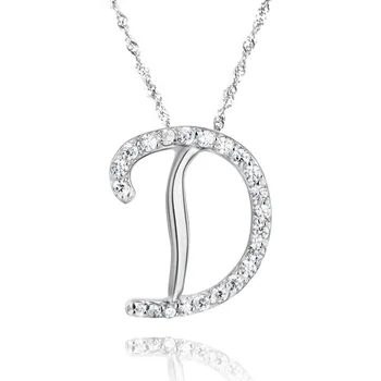 

10pcs/lot New Fashion Silver Crystal Alphabet Letter D Pendant Necklace Statement Necklace for Girlfriend