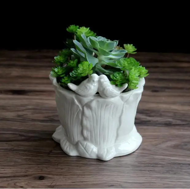 

New Creative High-end Home Office Decoration A pair of Birds Style Flower Pot Ceramic Crafts Decor And Cute Gifts 1624